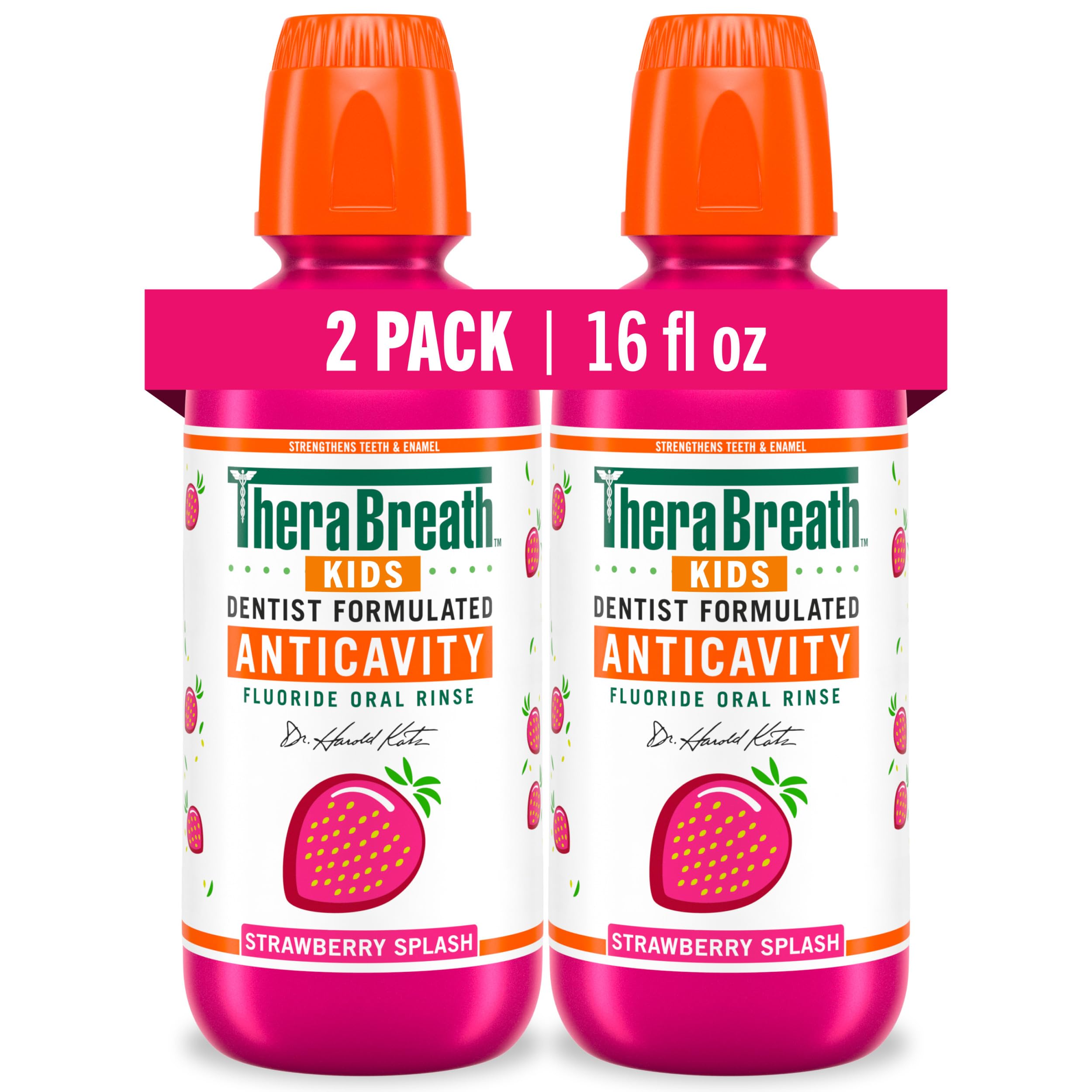 TheraBreath envase frontal fresa orgánica mostrando beneficio sabor agradable