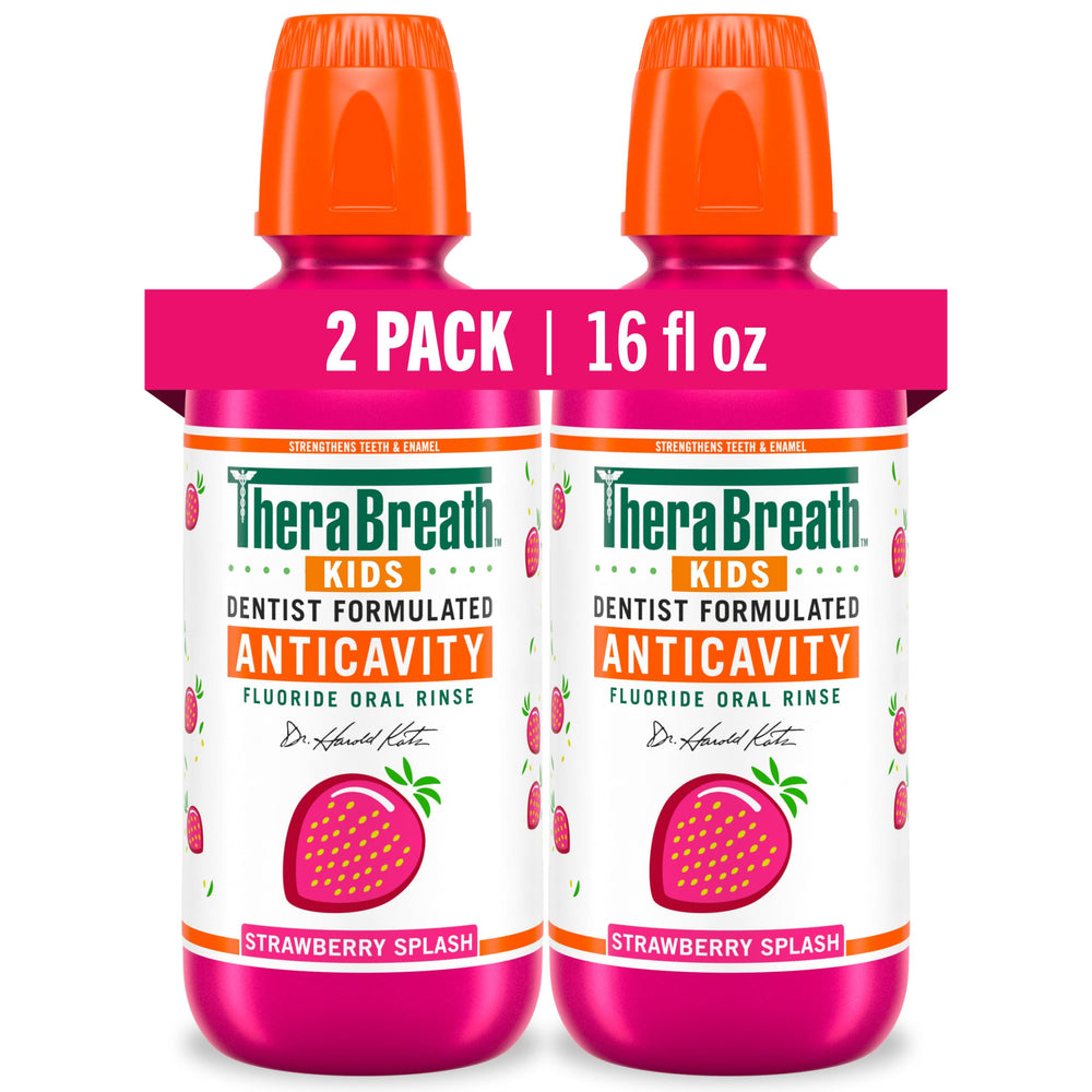 TheraBreath envase frontal fresa orgánica mostrando beneficio sabor agradable