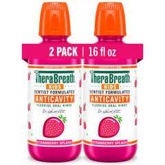 TheraBreath envase frontal fresa orgánica mostrando beneficio sabor agradable