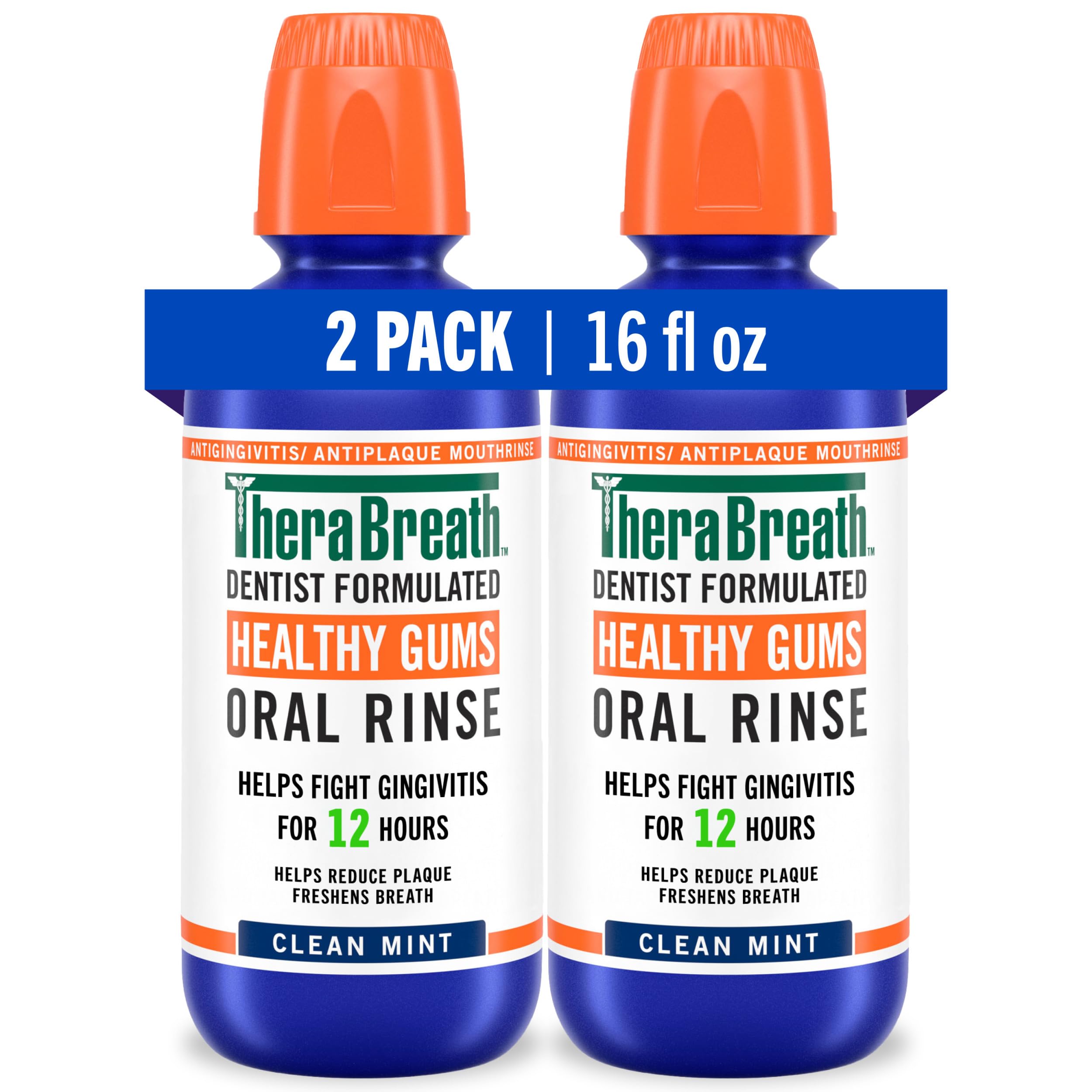TheraBreath envase frontal Healthy Gums mostrando pack de dos y beneficio de encías