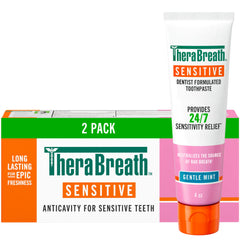 TheraBreath frente del envase mostrando la marca y beneficio de sensibilidad