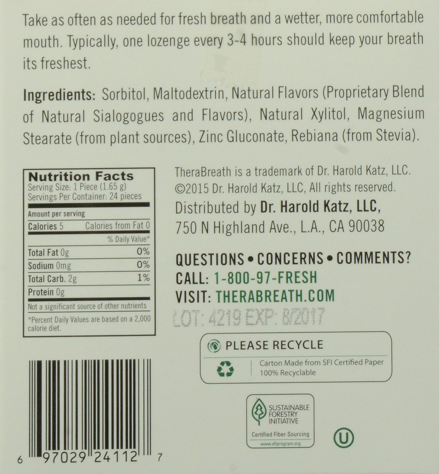 TheraBreath detalle de pastilla mandarina menta con textura, humectación y frescor