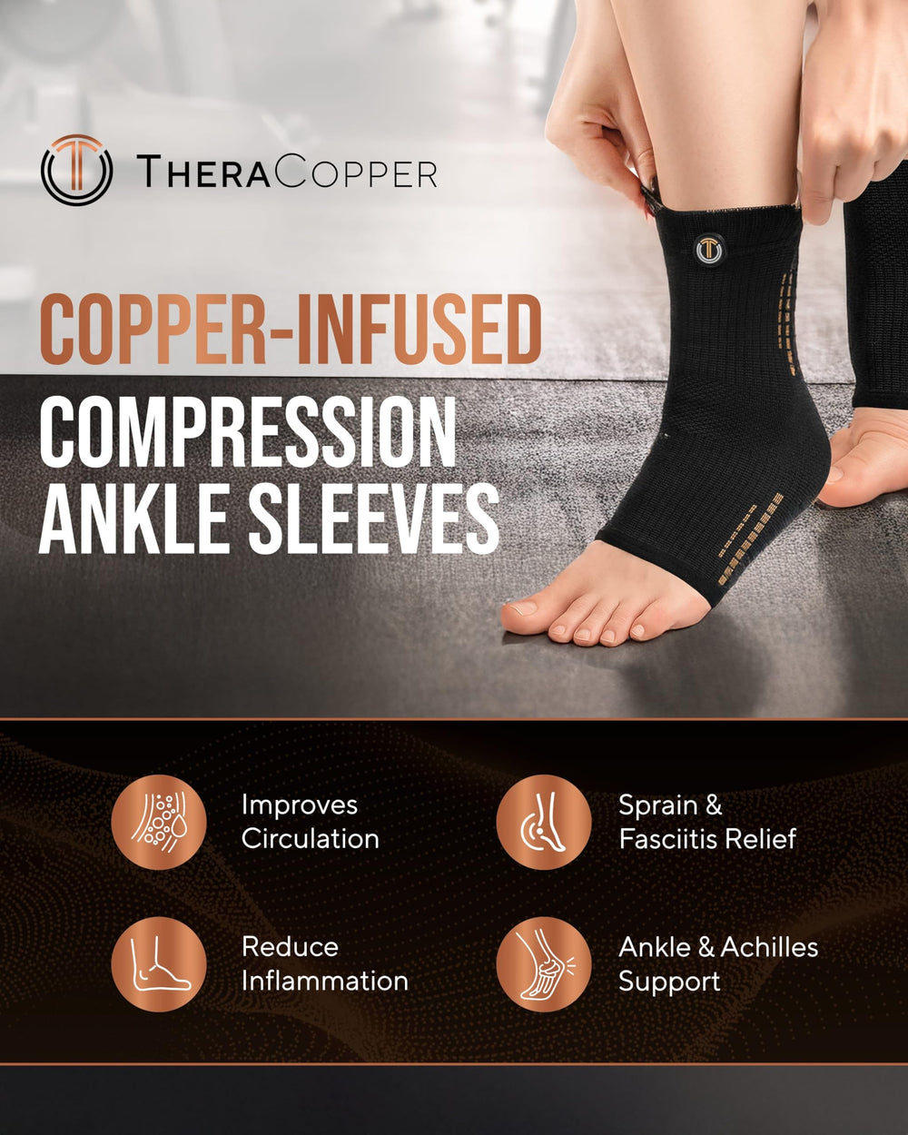 TheraCopper textura del tejido con alto contenido de cobre para mejor durabilidad