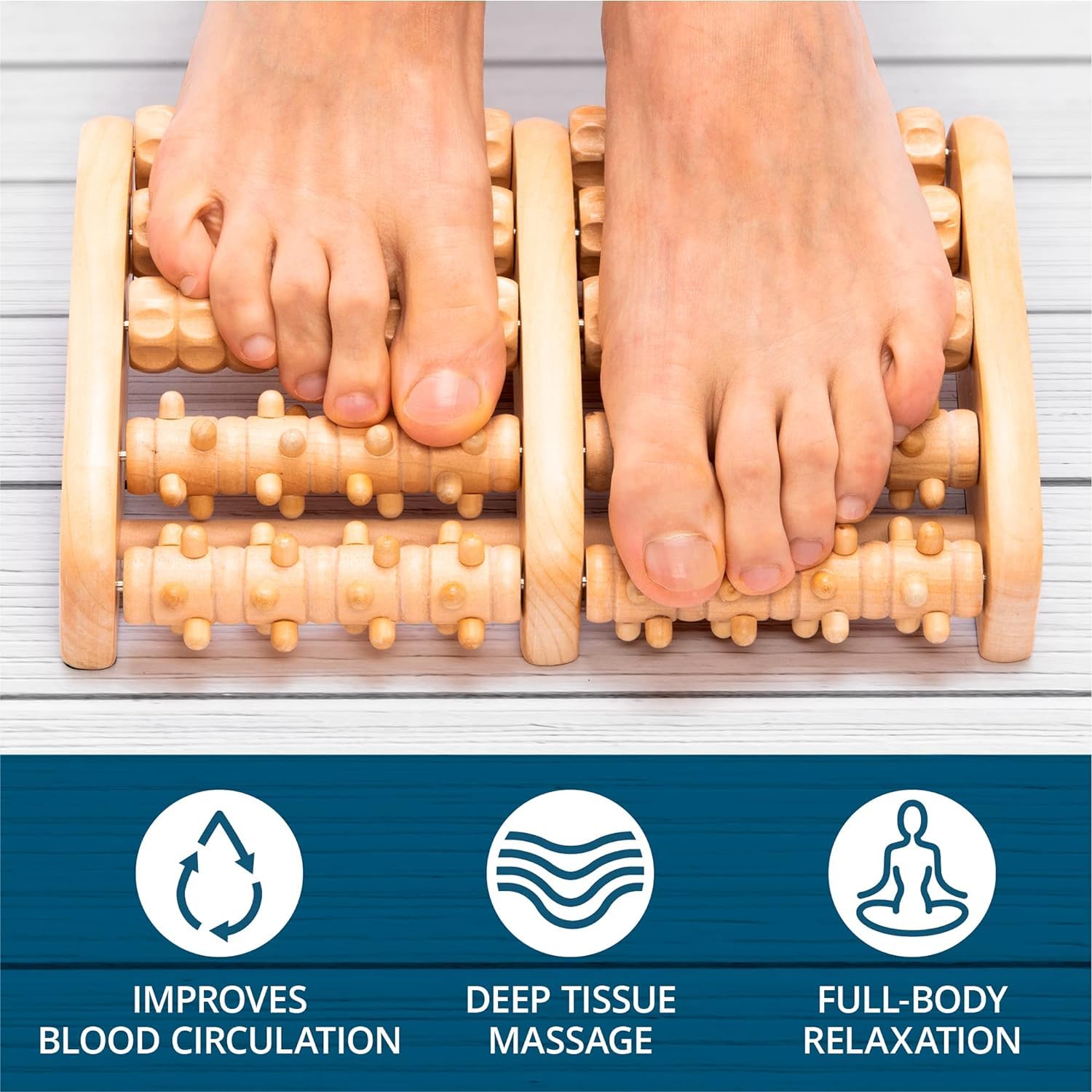 TheraFlow primer plano de nudos de madera mostrando textura y eficacia