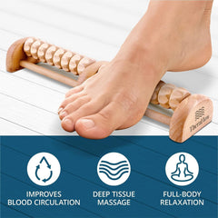 TheraFlow detalle de madera y estrías que favorecen masaje profundo