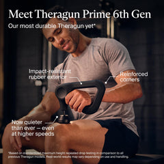 TheraGun Prime agarre triangular en primer plano para mayor control y alcance