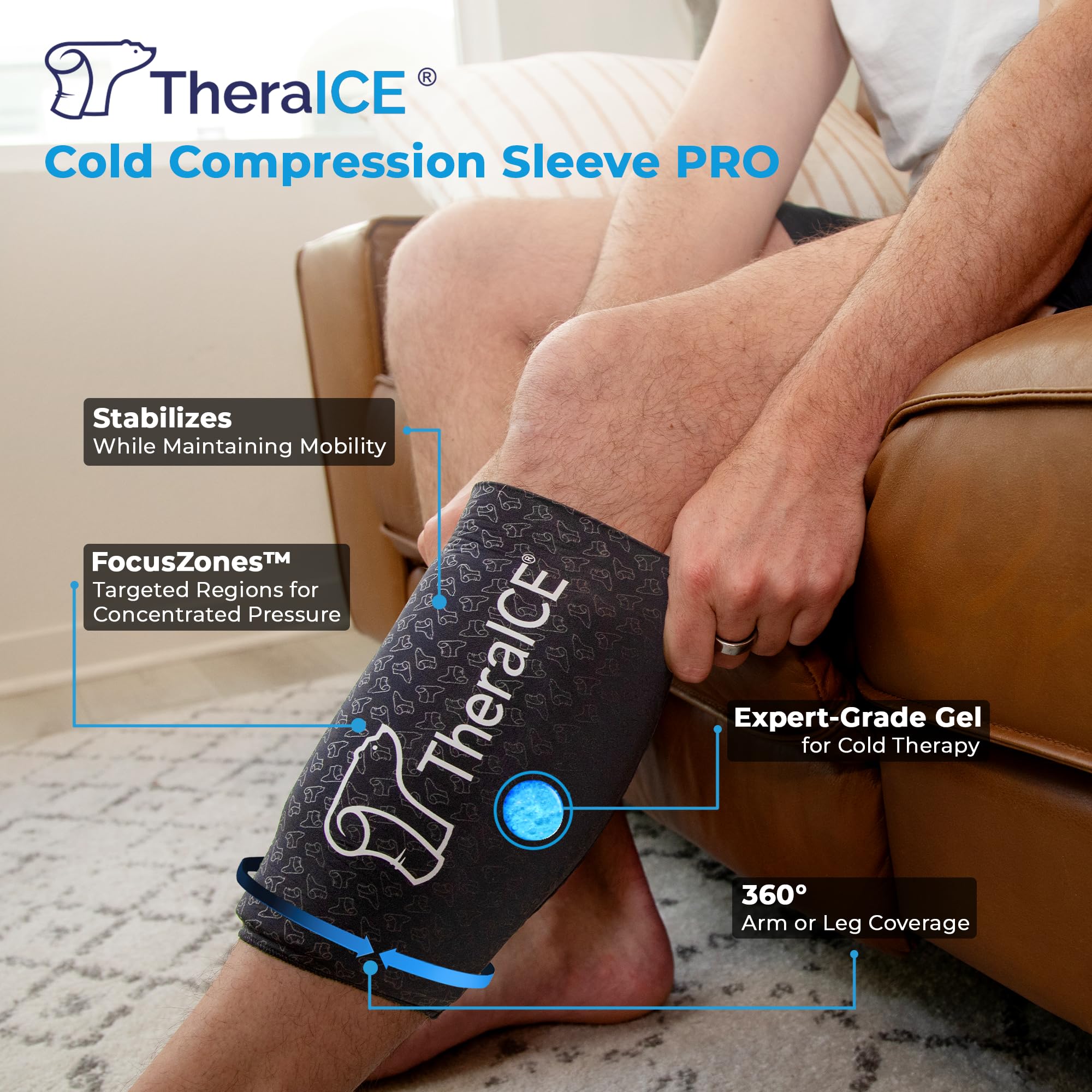TheraICE Rx primer plano del gel flexible y textura resistente