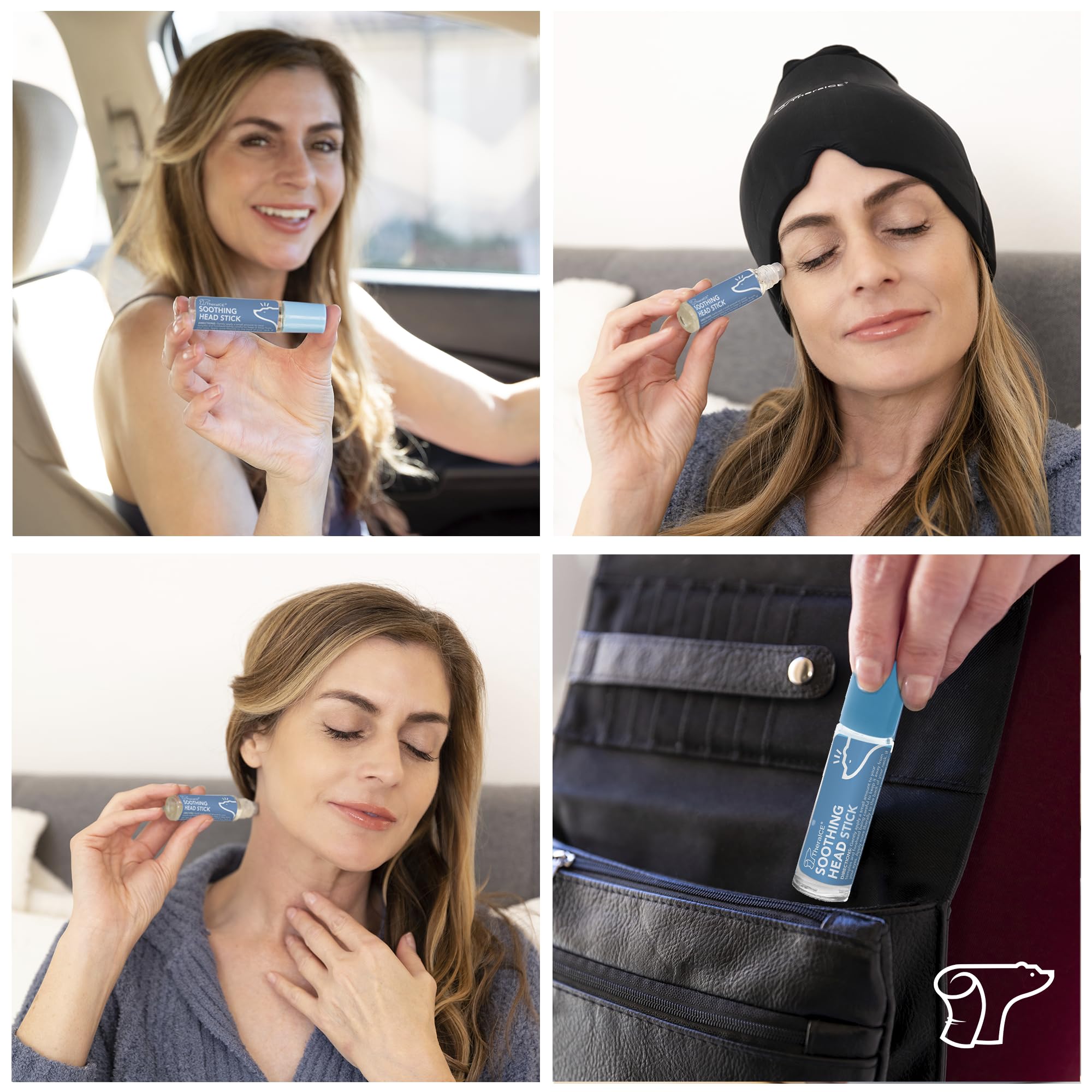 TheraICE Rx stick sobre toalla en ambiente tipo spa relajante