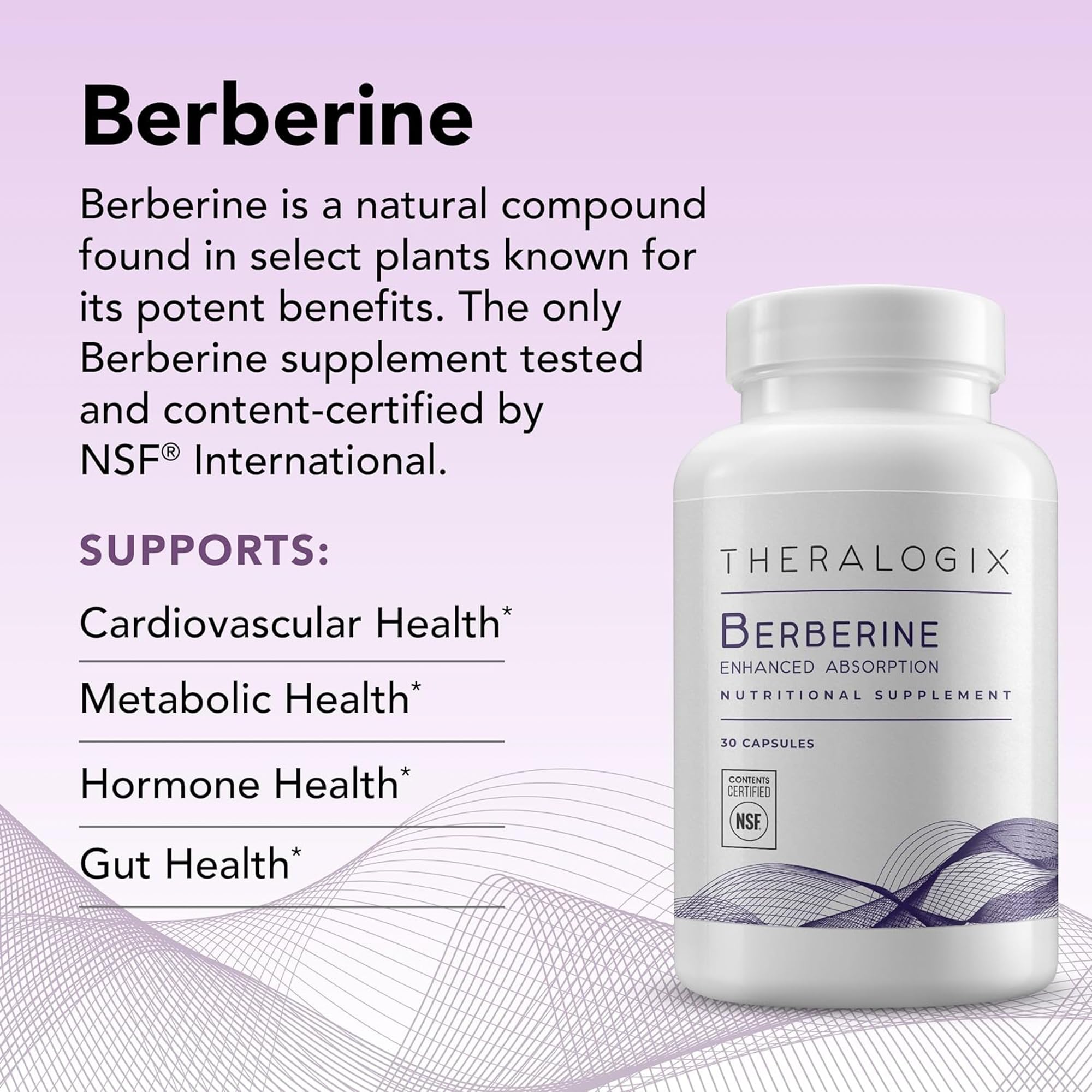 Theralogix Berberine primer plano de textura del fitosoma y formulación de alta absorción