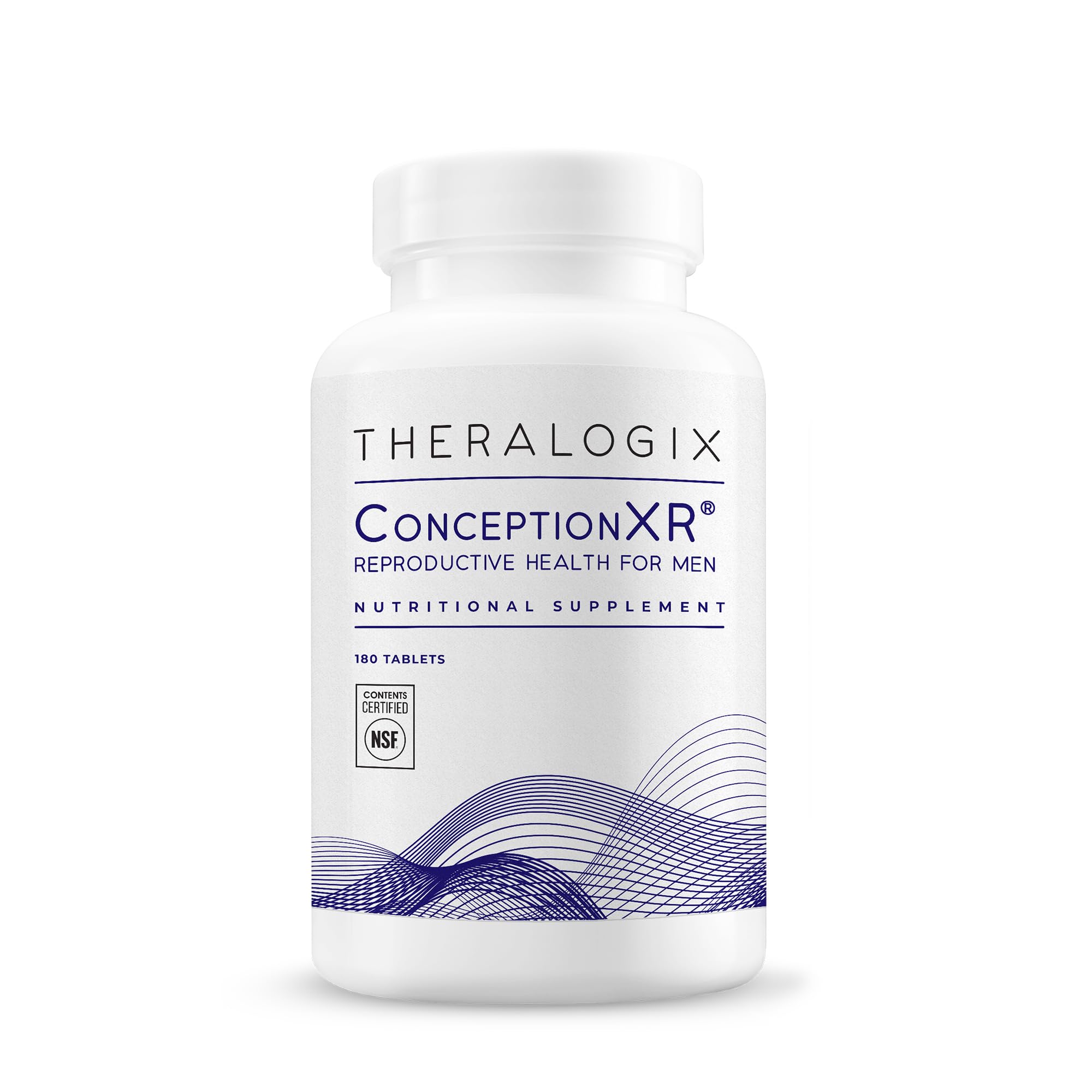 Theralogix ConceptionXR frasco frontal mostrando certificación NSF y 90 días