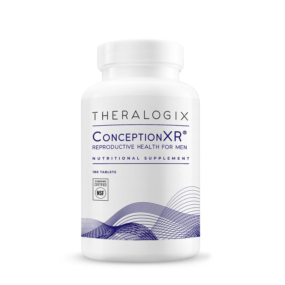 Theralogix ConceptionXR frasco frontal mostrando certificación NSF y 90 días