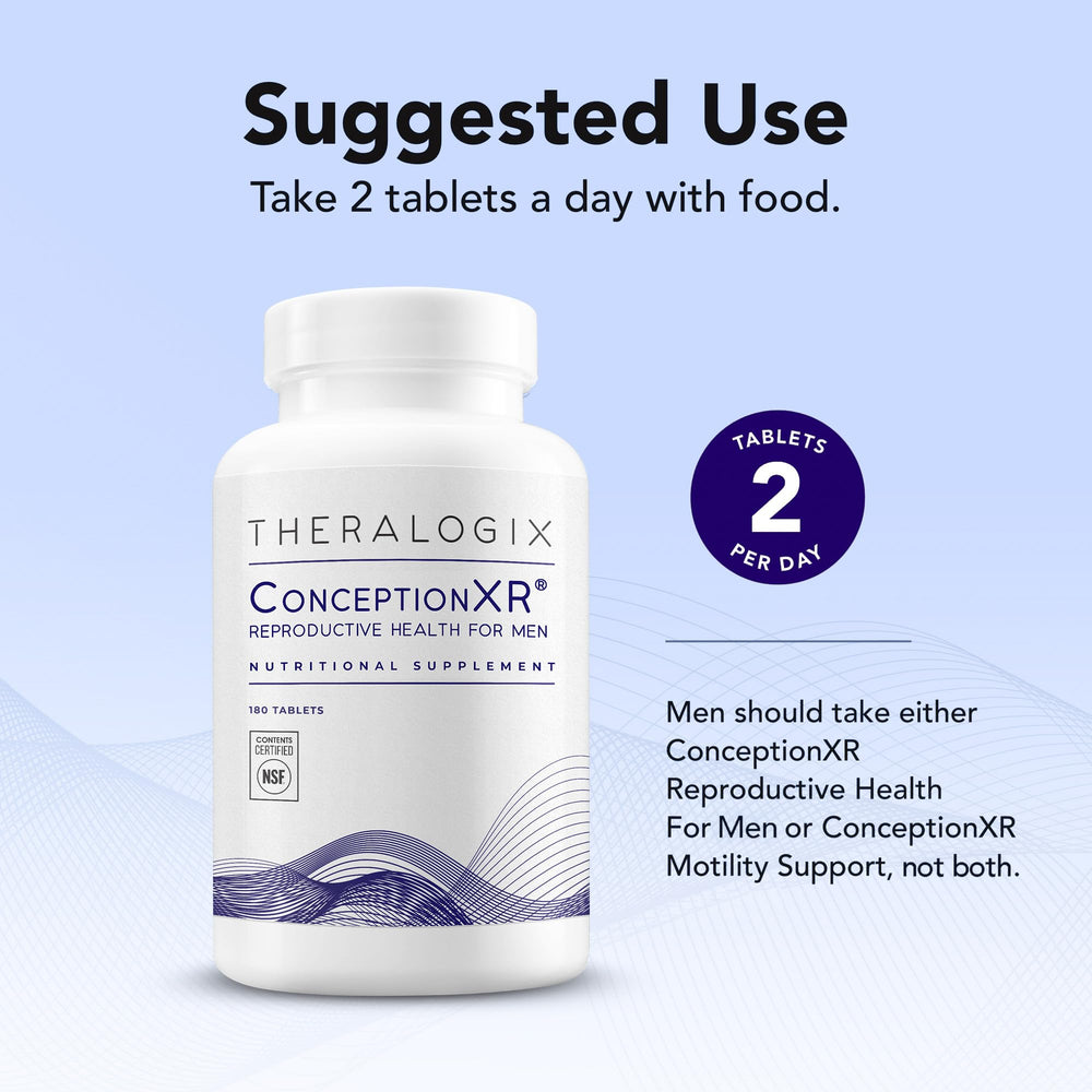 Theralogix ConceptionXR tableta en la palma de la mano, fácil dosificación diaria