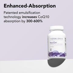 Theralogix NeoQ10 etiqueta detallada con información de pureza y dosis