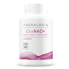Theralogix OvaNAD+ frente del empaque mostrando el producto y beneficio de soporte celular