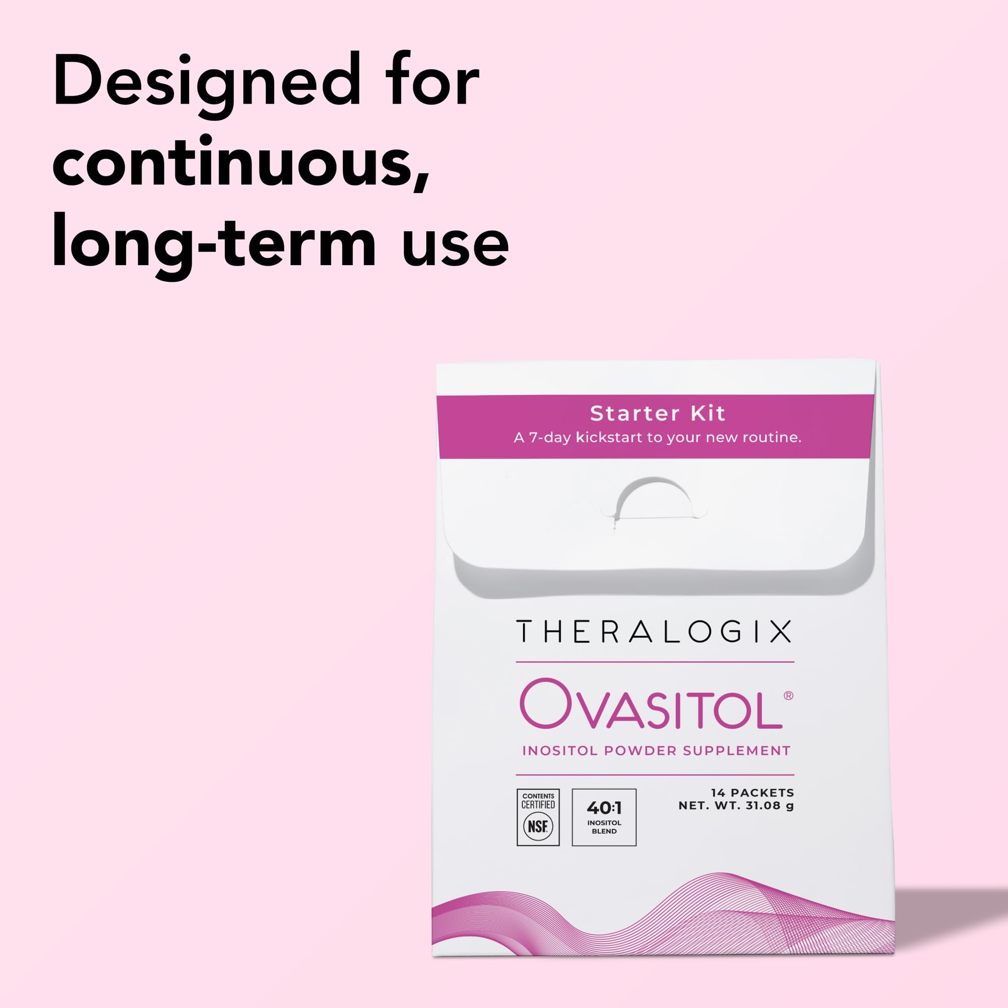 Etiqueta de Theralogix Ovasitol con información nutricional y dosis clara