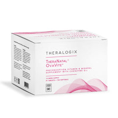 Theralogix OvaVite vista frontal mostrando envase y beneficios de preconcepción