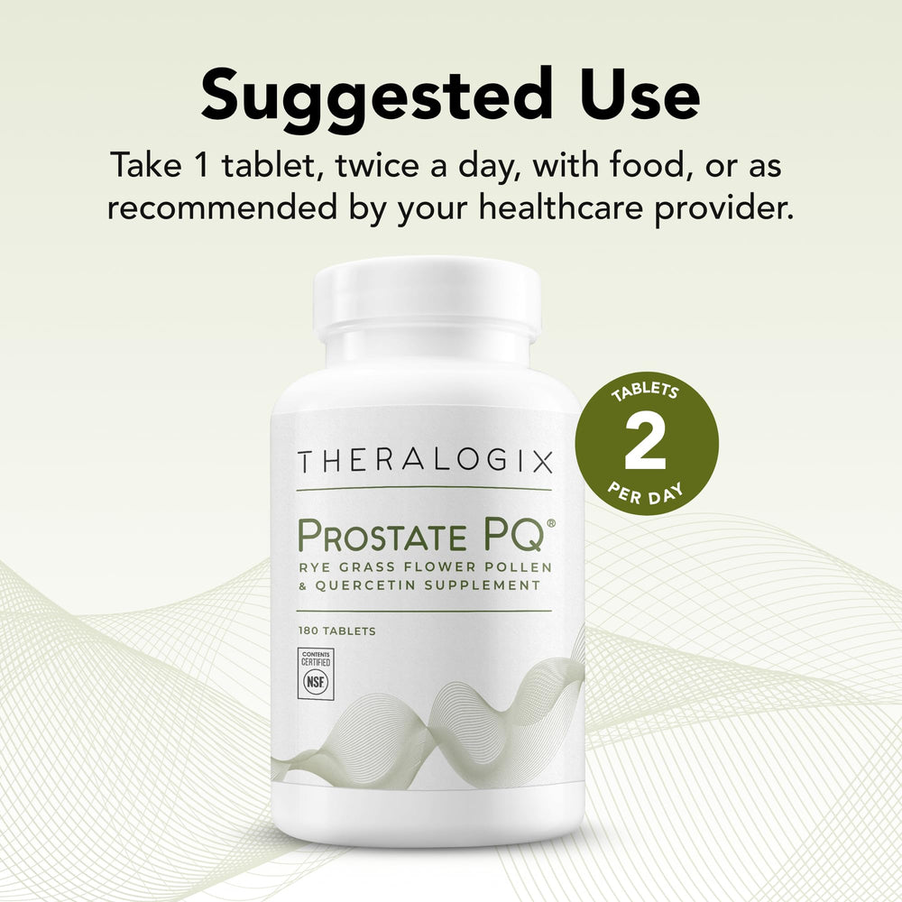 Theralogix Prostate PQ botella abierta con tabletas accesibles para uso diario