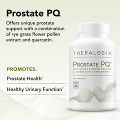 Theralogix Prostate PQ comparación de tamaño de la botella junto a una mano