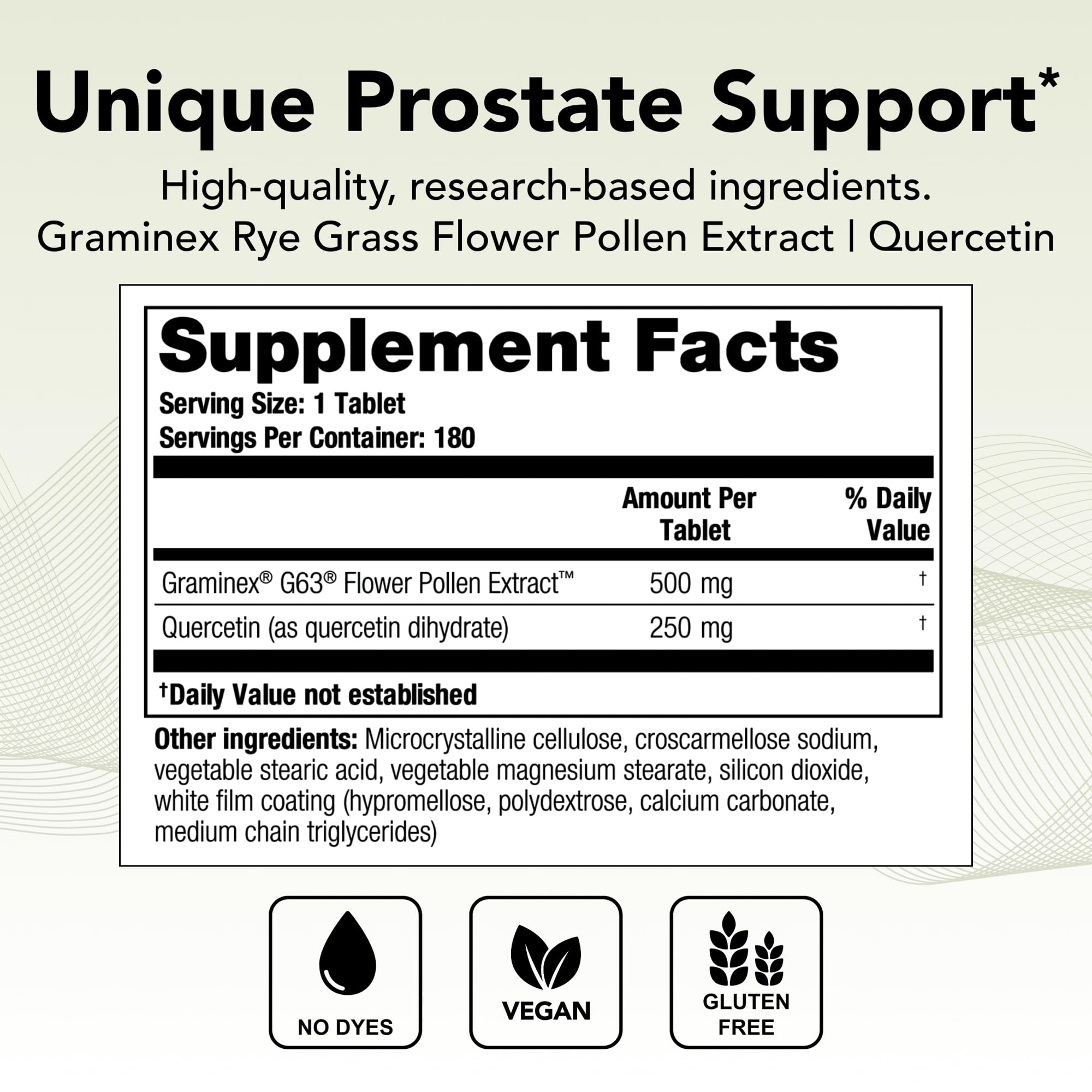 Theralogix Prostate PQ primer plano de tabletas mostrando textura y tamaño
