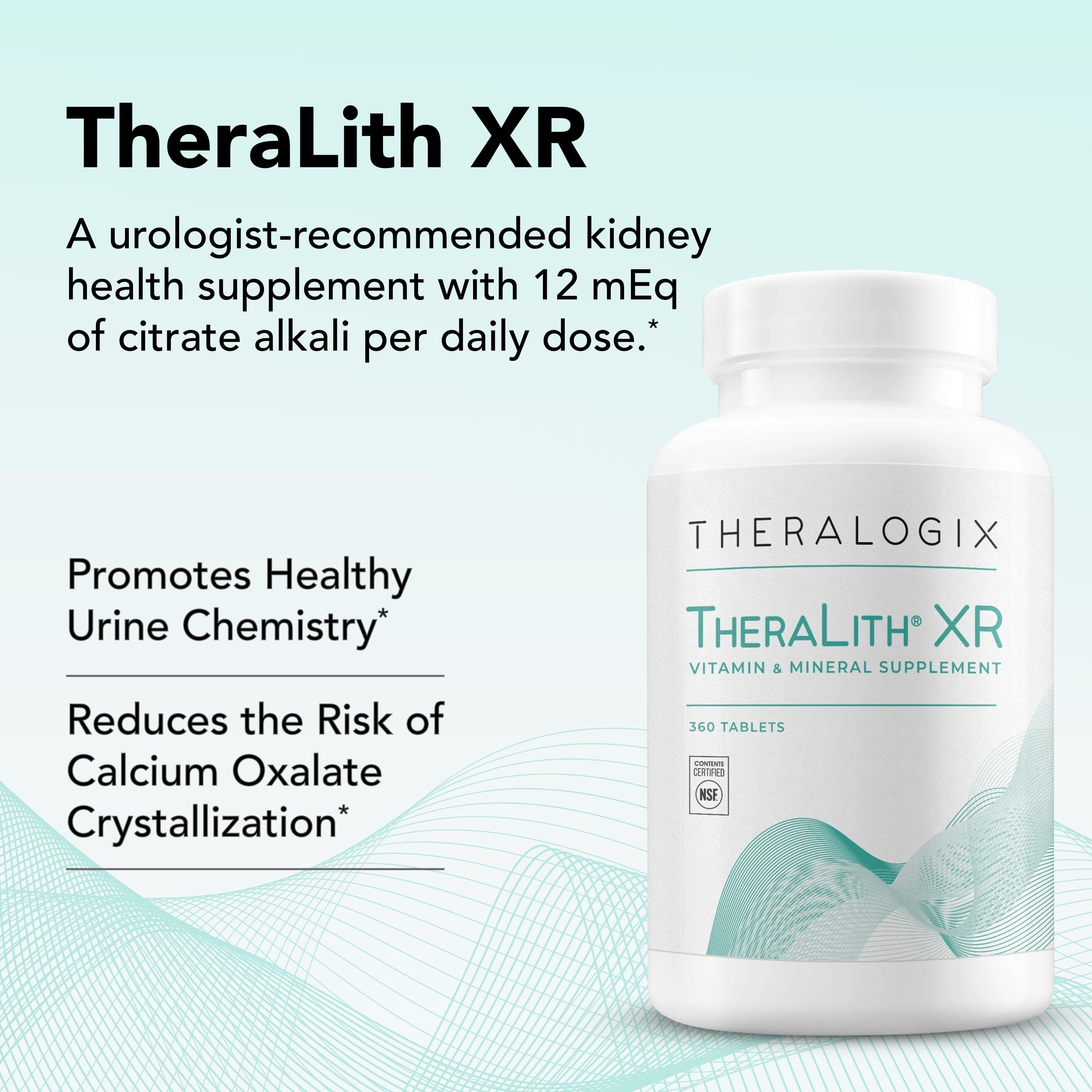 Theralogix TheraLith XR botella abierta con tabletas para visualización del contenido
