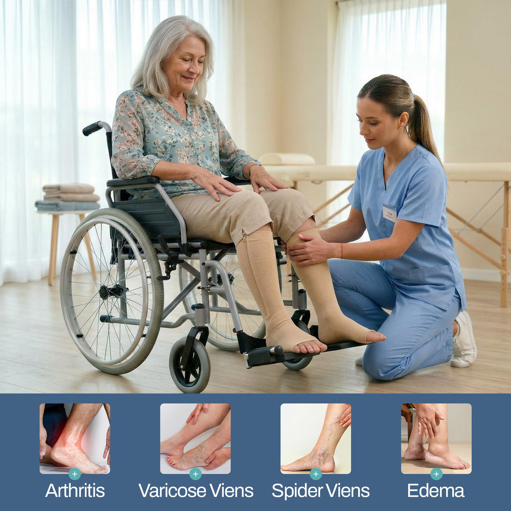 TheraMagic etiqueta con composición de materiales para compresión confiable y duradera