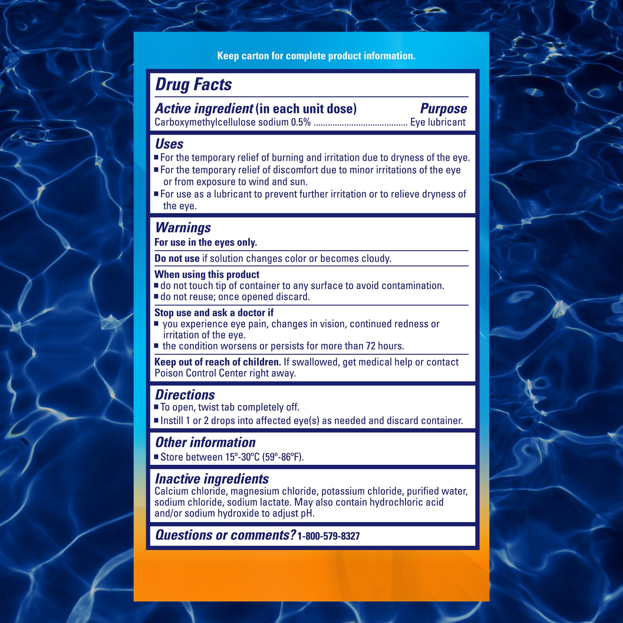 TheraTears etiqueta y embalaje con instrucciones claras y beneficios