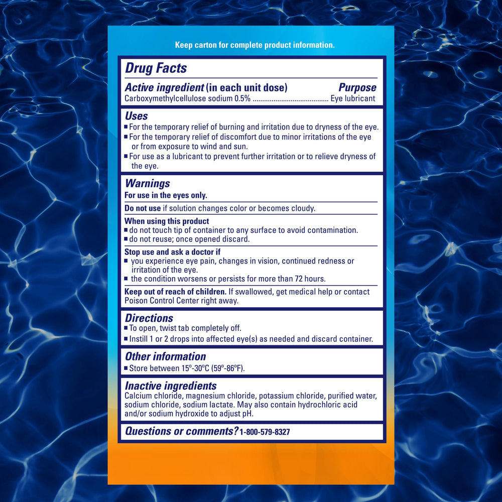 TheraTears etiqueta y embalaje con instrucciones claras y beneficios