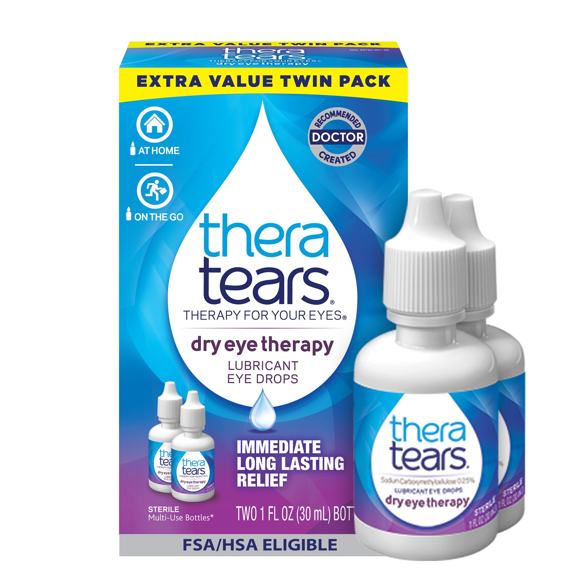 TheraTears frente del envase mostrando diseño y beneficio hidratante