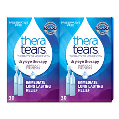 TheraTears frente del empaque mostrando viales monodosis y beneficio de higiene