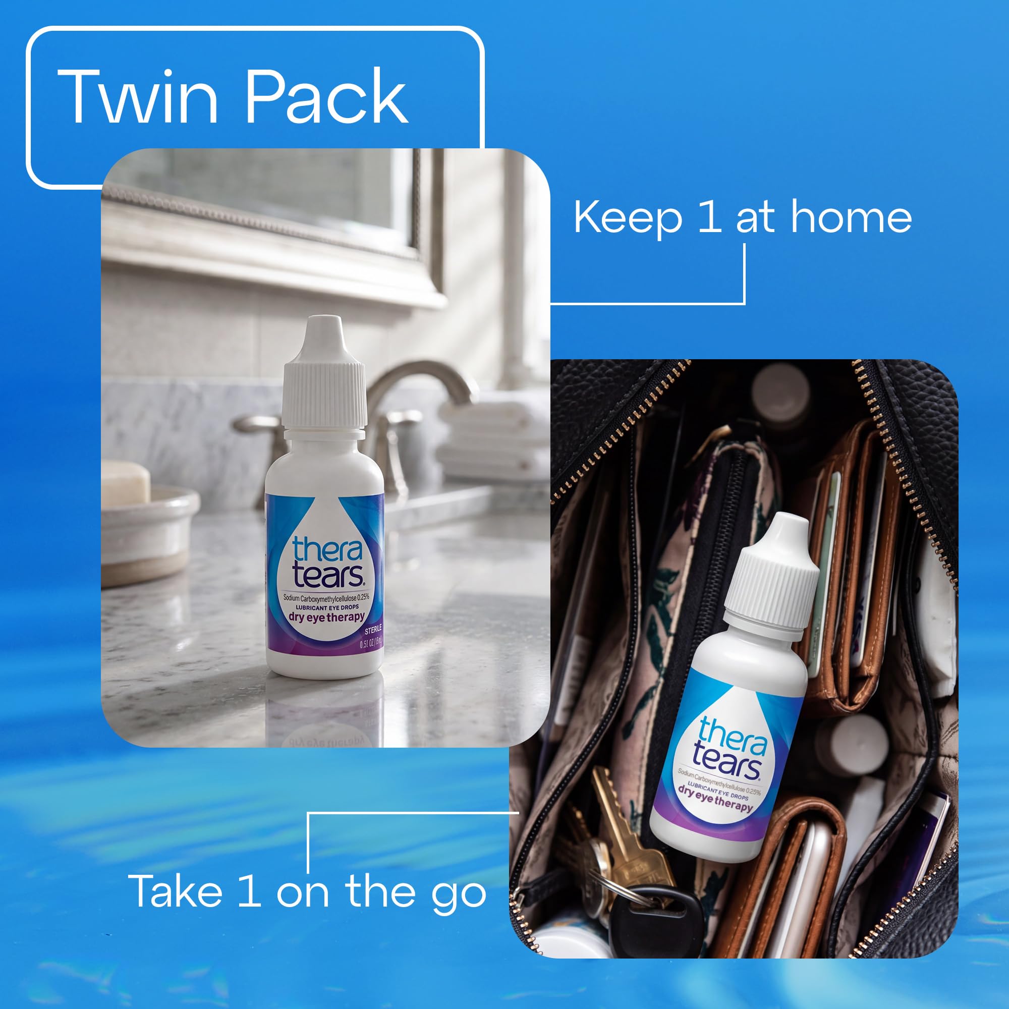 TheraTears pack de dos botellas listo para uso diario y viaje
