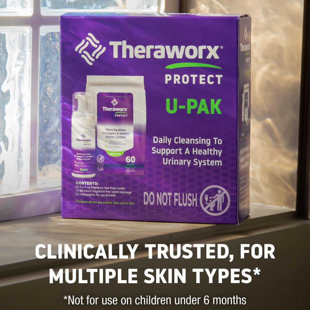 Theraworx producto en baño ambiente que sugiere rutina de higiene íntima cómoda