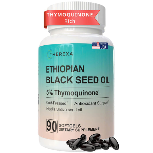 THEREXA envase frontal del producto mostrando 90 softgels y marca