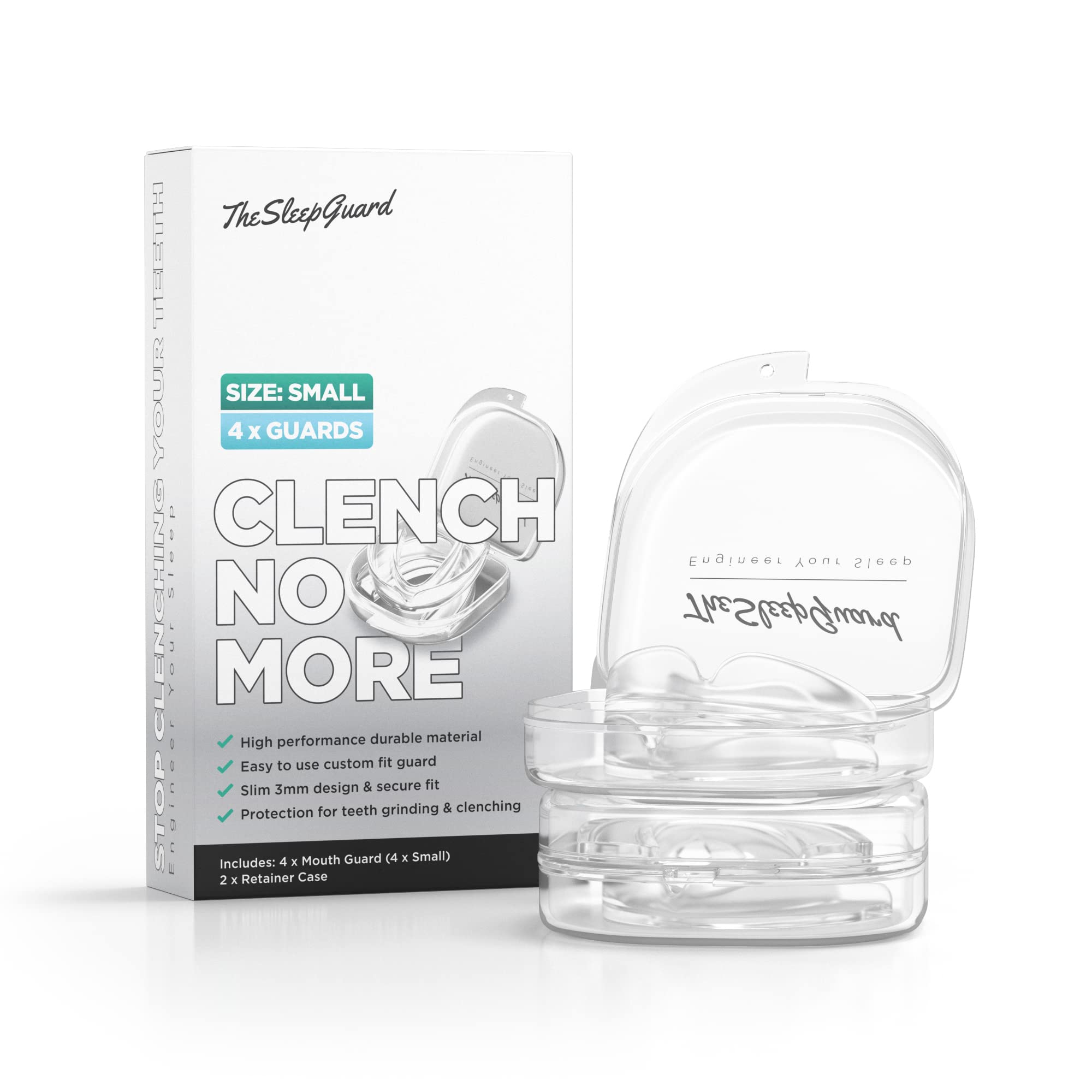 TheSleepGuard empaque frontal con pack de cuatro y estuches, protección confiable