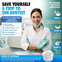 TheSleepGuard protector colocado en boca durante la noche para reducir desgaste dental