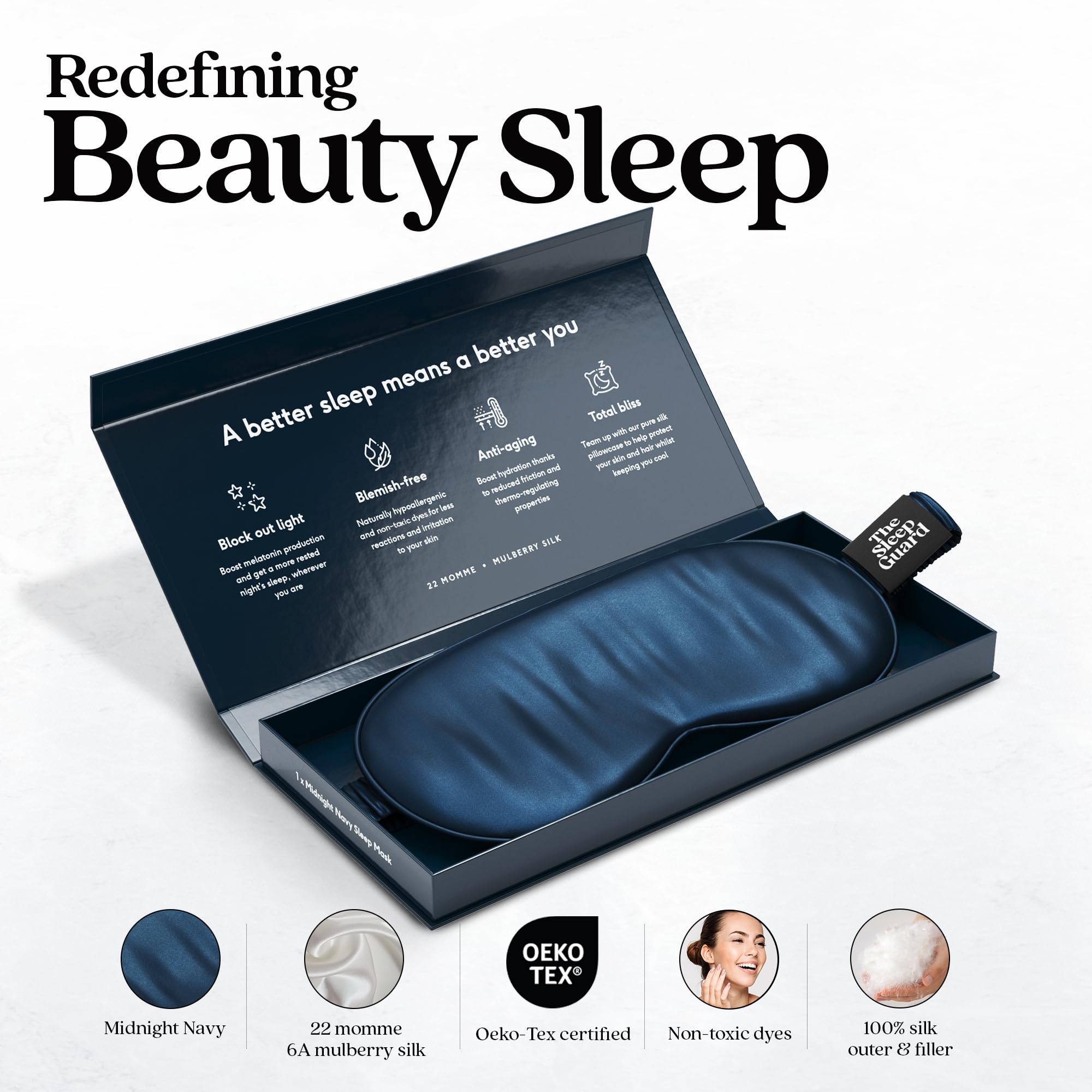 TheSleepGuard detalle de seda 22 momme mostrando textura suave y duradera