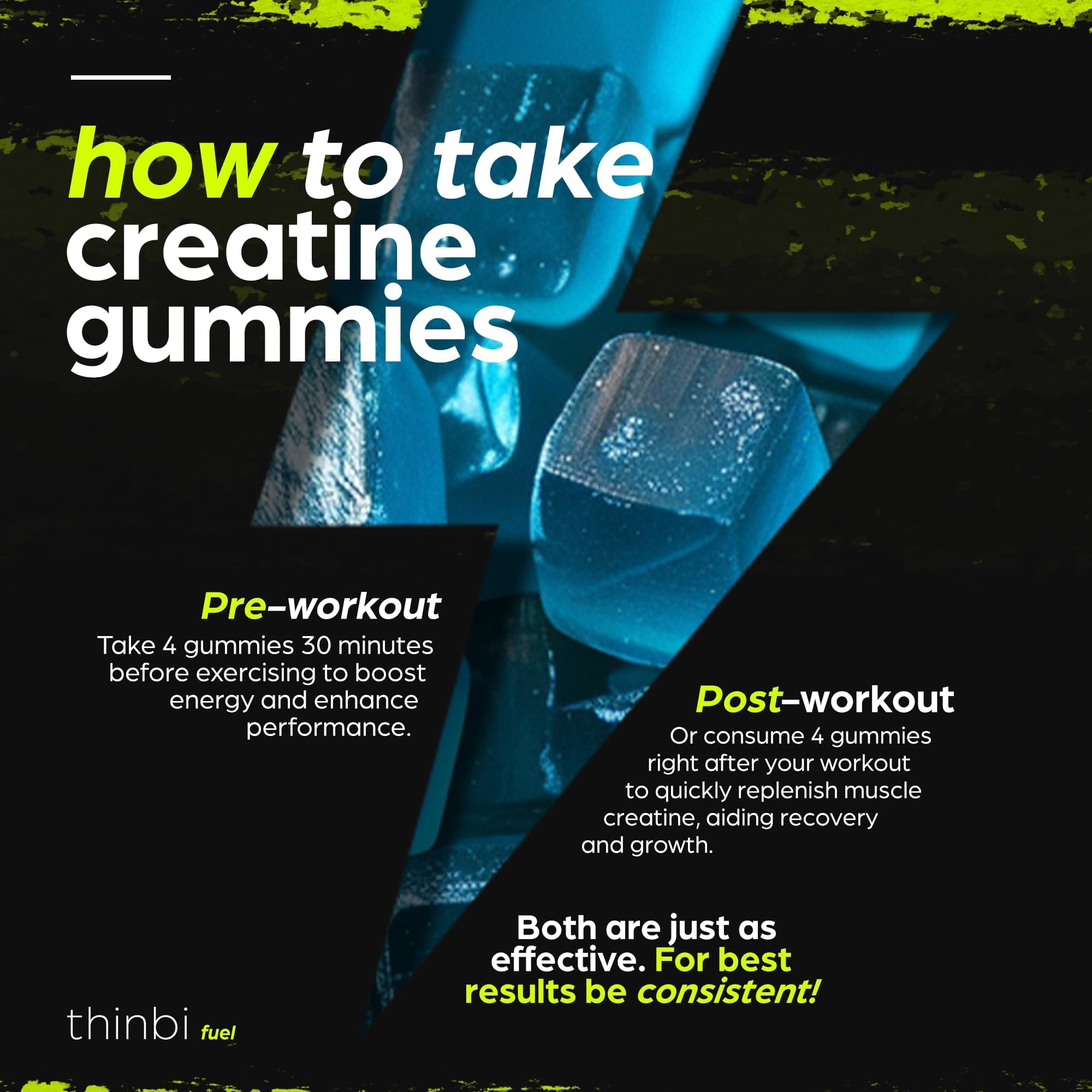 Thinbi gomitas sobre mesa en contexto de estilo de vida activo y sano