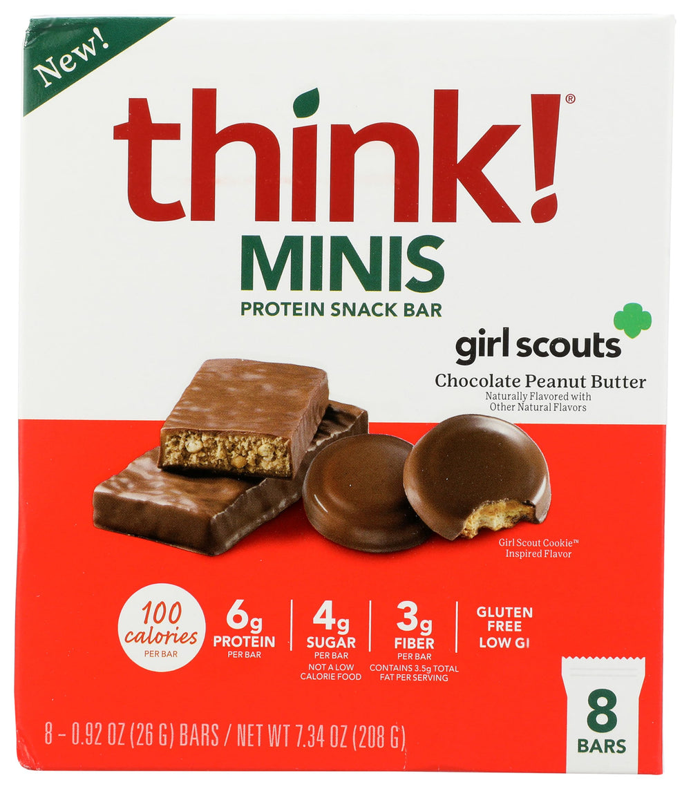 Think! pack frontal de 8 barritas chocolate mantequilla cacahuate, fácil transporte