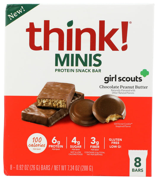 Think! pack frontal de 8 barritas chocolate mantequilla cacahuate, fácil transporte