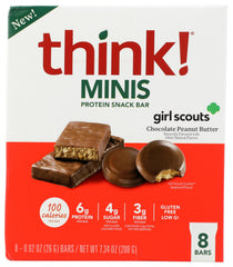 Think! pack frontal de 8 barritas chocolate mantequilla cacahuate, fácil transporte