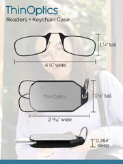 ThinOptics comparación de tamaño en mano, compacto y fácil de llevar