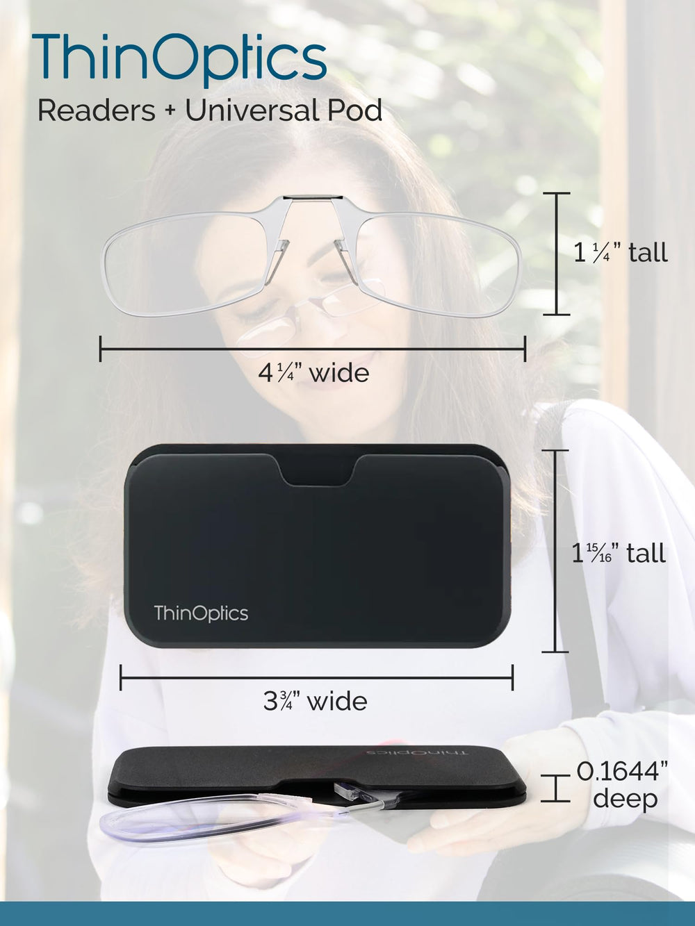 ThinOptics comparación de tamaño con tarjeta para ver su perfil ultradelgado