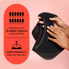 Thinx for All braga en uso con cintura alta para comodidad y seguridad