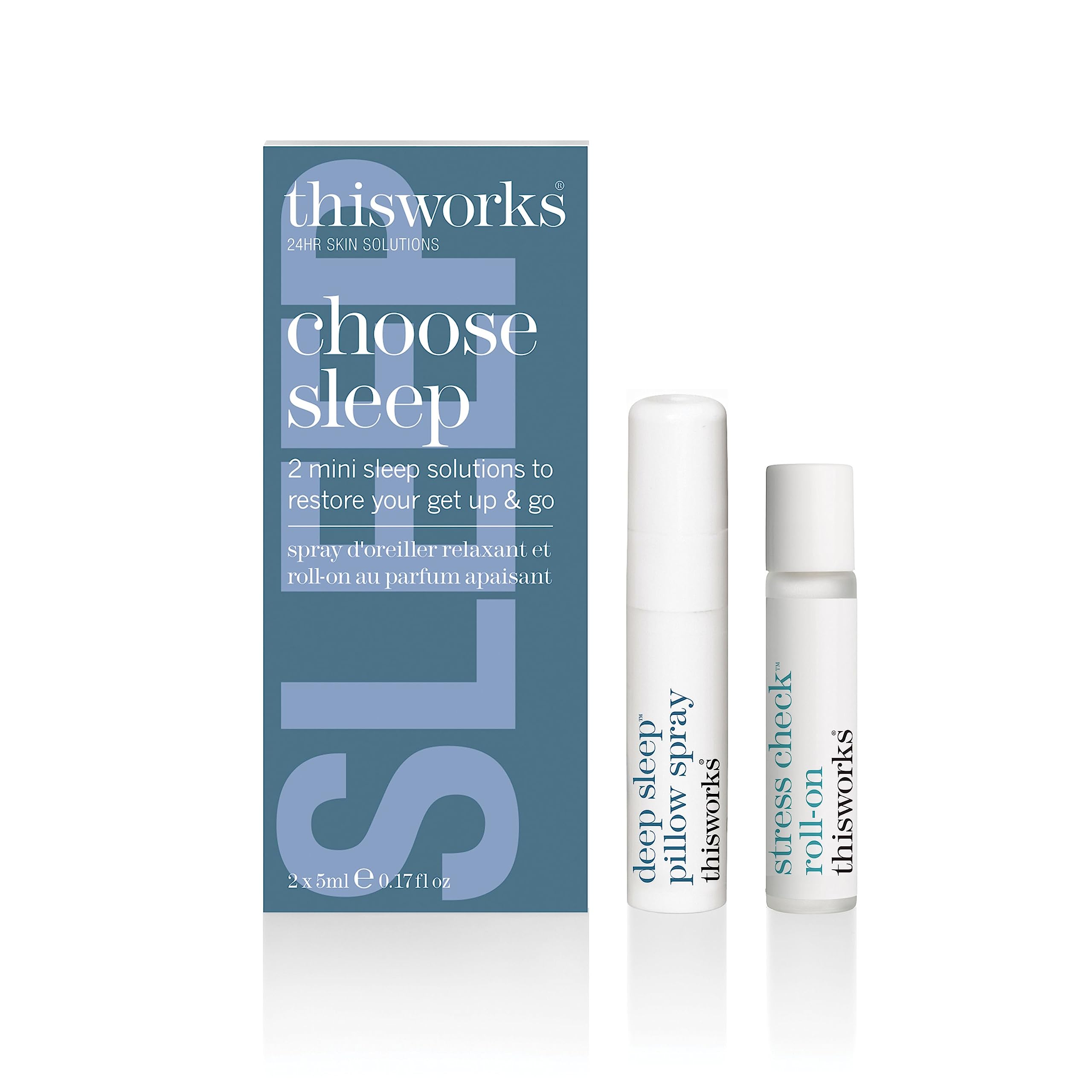 THISWORKS kit Choose Sleep frontal mostrando spray y roll-on para llevar