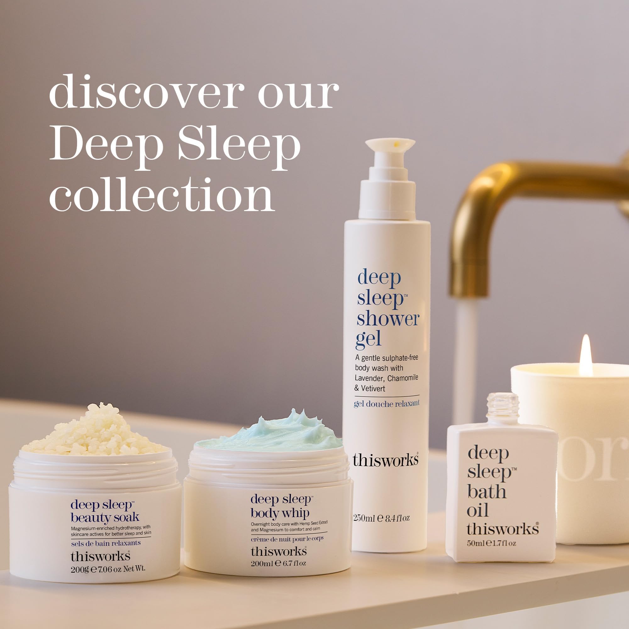 THISWORKS frasco mini junto a otros tamaños, comparación práctica de volumen