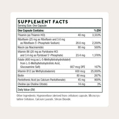 THORNE B-Complex 12 etiqueta clara, diseño legible y confiable