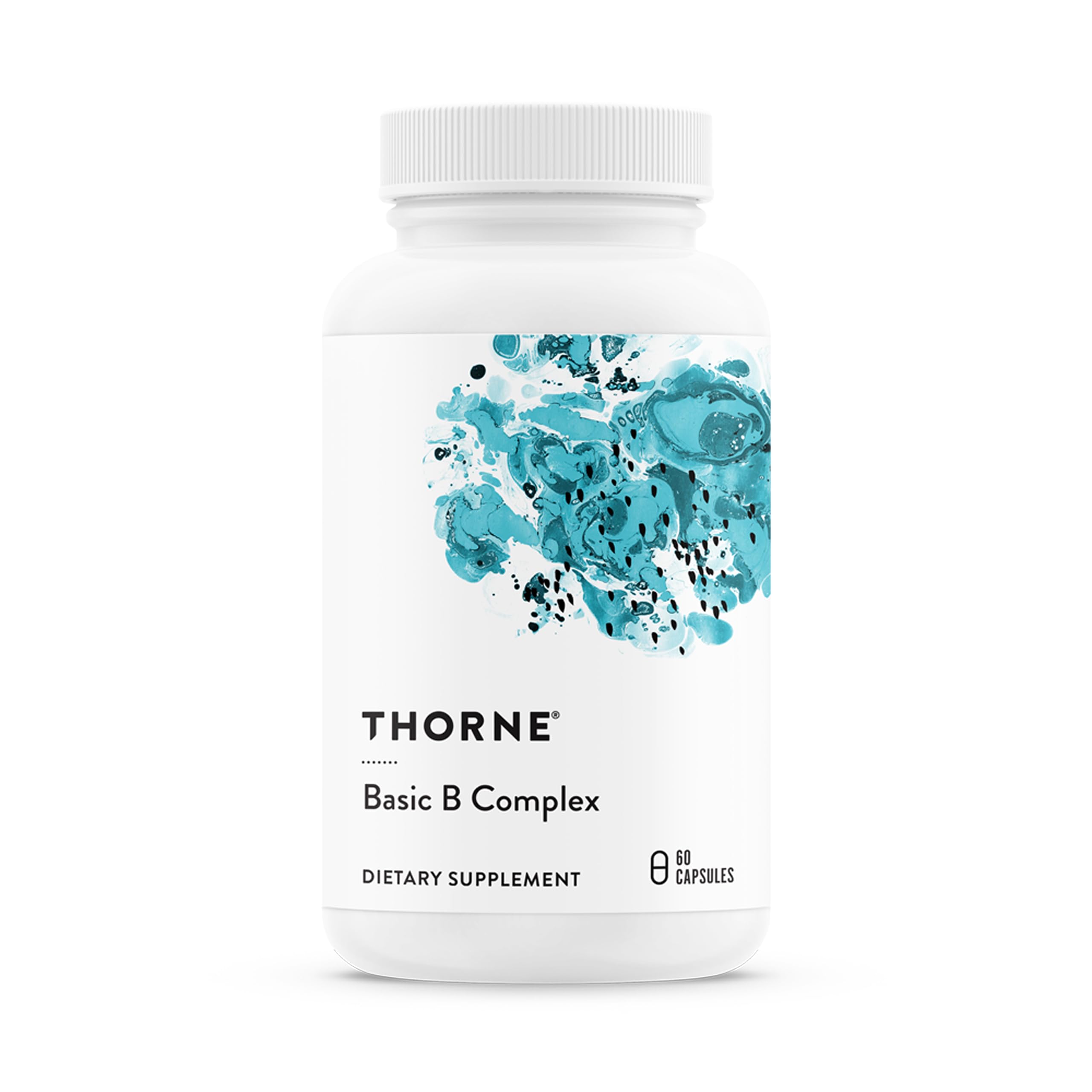 Thorne frasco frontal mostrando etiqueta clara y beneficios