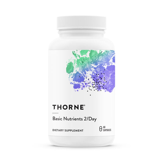 THORNE envase frontal mostrando etiqueta y 60 cápsulas para soporte diario