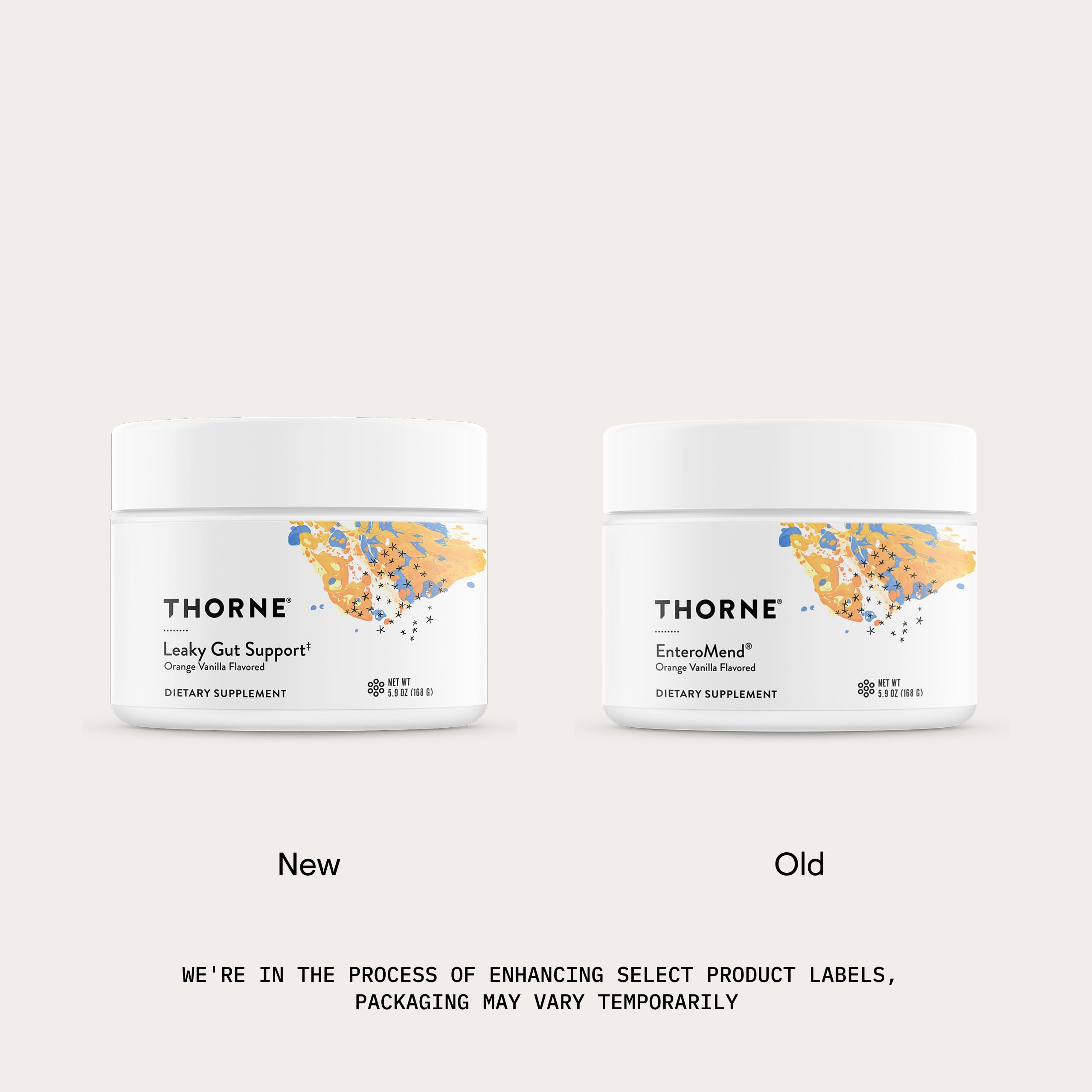 THORNE cierre y etiqueta legible que ofrece instrucciones claras de uso