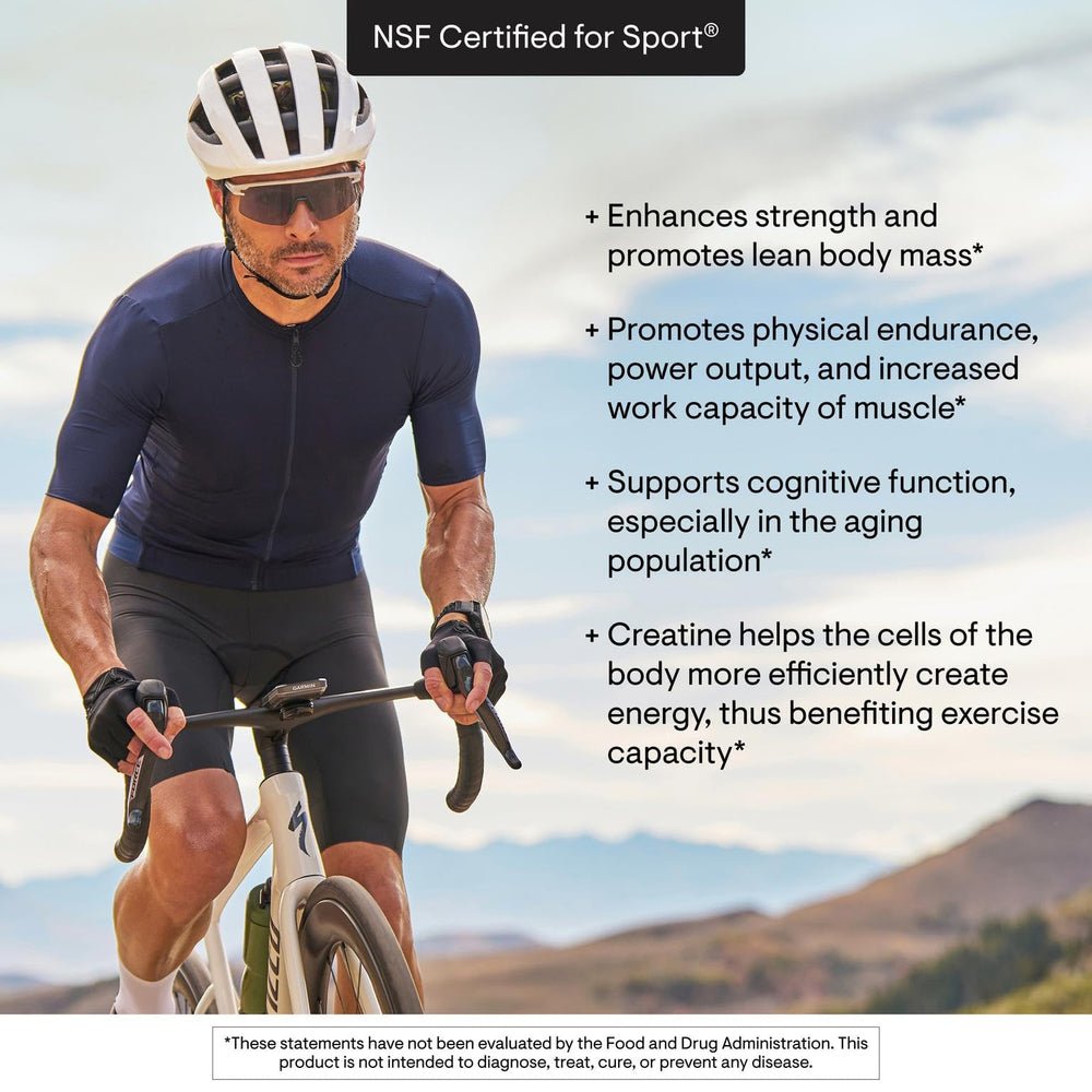 THORNE creatine etiqueta con certificación NSF para seguridad deportiva