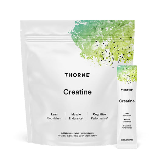 THORNE creatine frontal del empaque mostrando presentación y confianza